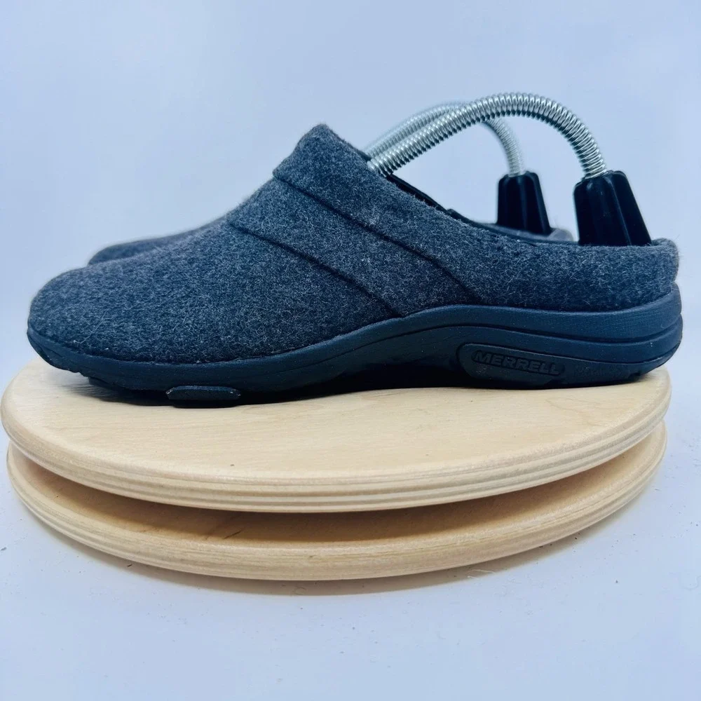 Merrell Wool Clogs Womens 8 Dassie Stitch Gray Felt Slip On Comfort Shoes